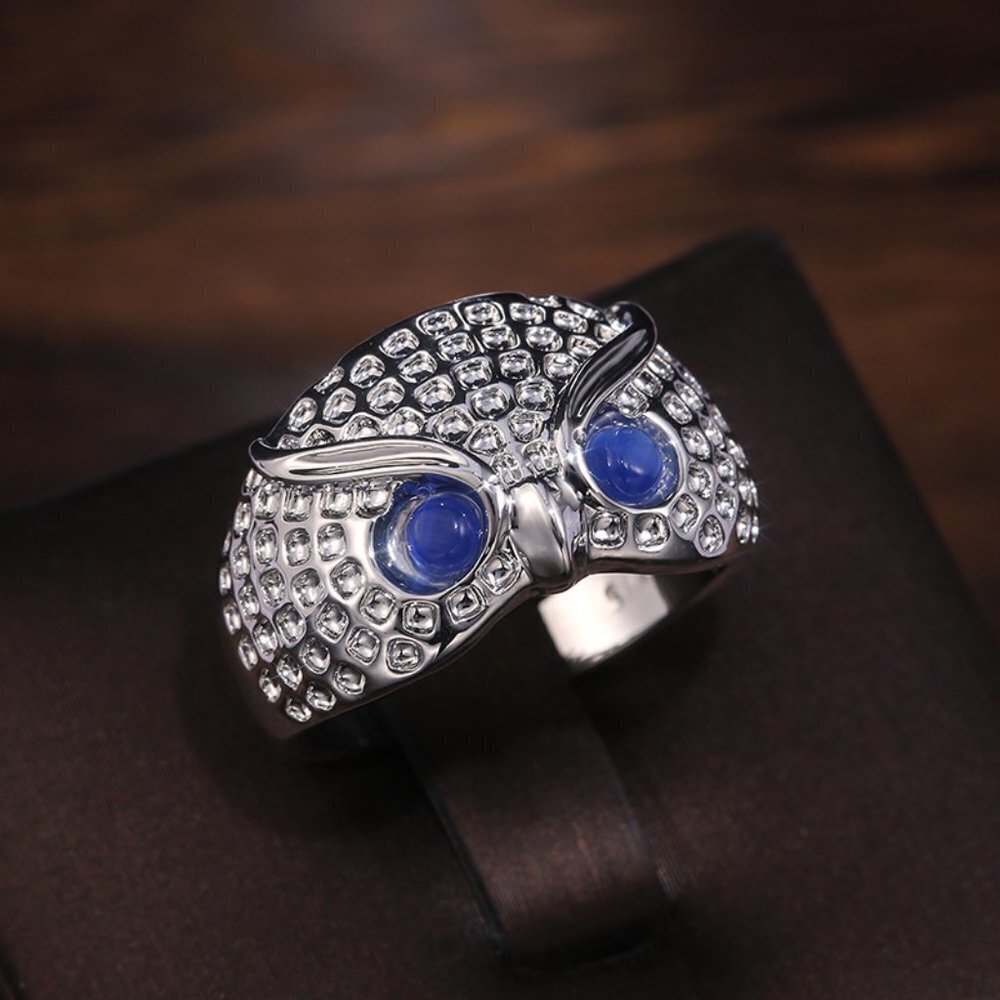 🎀 Adorable Cute Blue Eye Owl Rings for Women/Man, PD198